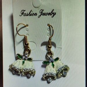 Enamel White Bell Fashion Christmas Earrings